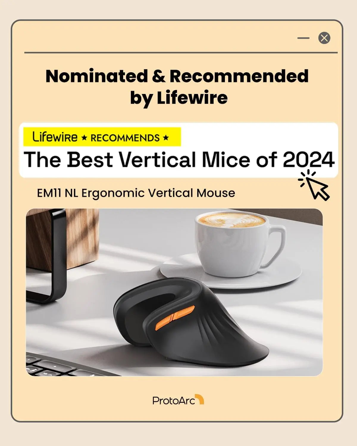 ProtoArc Ergonomic Mouse, EM11 NL Bluetooth Rechargeable Wireless Vertical Mouse 3 Multi-Device Connectivity for Computer/PC