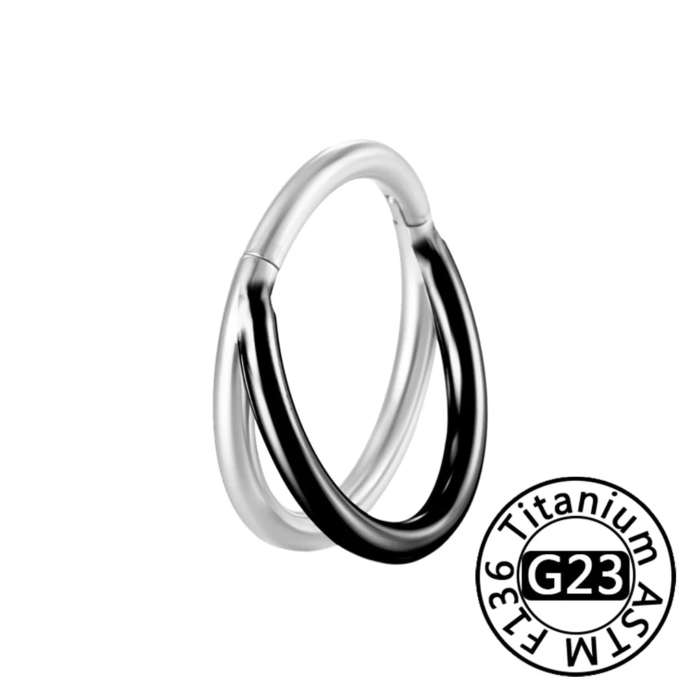 G23 Titanium 16G CZ Hinged Segment Clicker Hoop Piercing