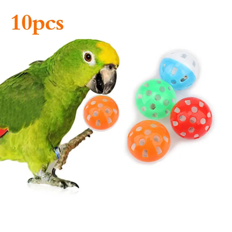 10pcs Colourful Hollow Bell Parrot Training Toy Balls