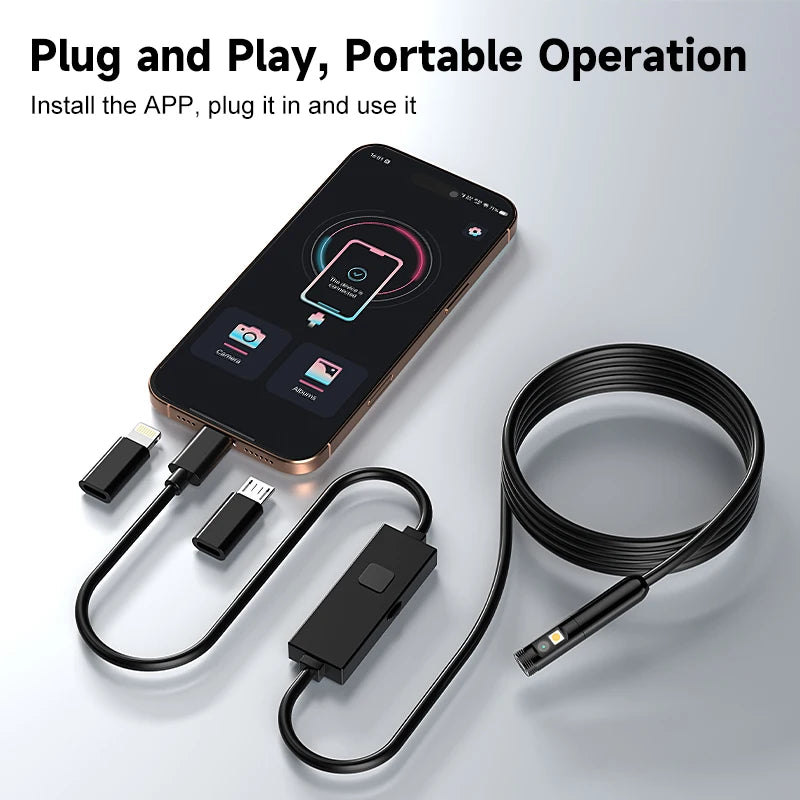 HD1080P Endoscope 3in1 Micro USB Type-C Single Dual Camera for IOS iphone Android Phones Waterproof Pipe Inspection Borescope