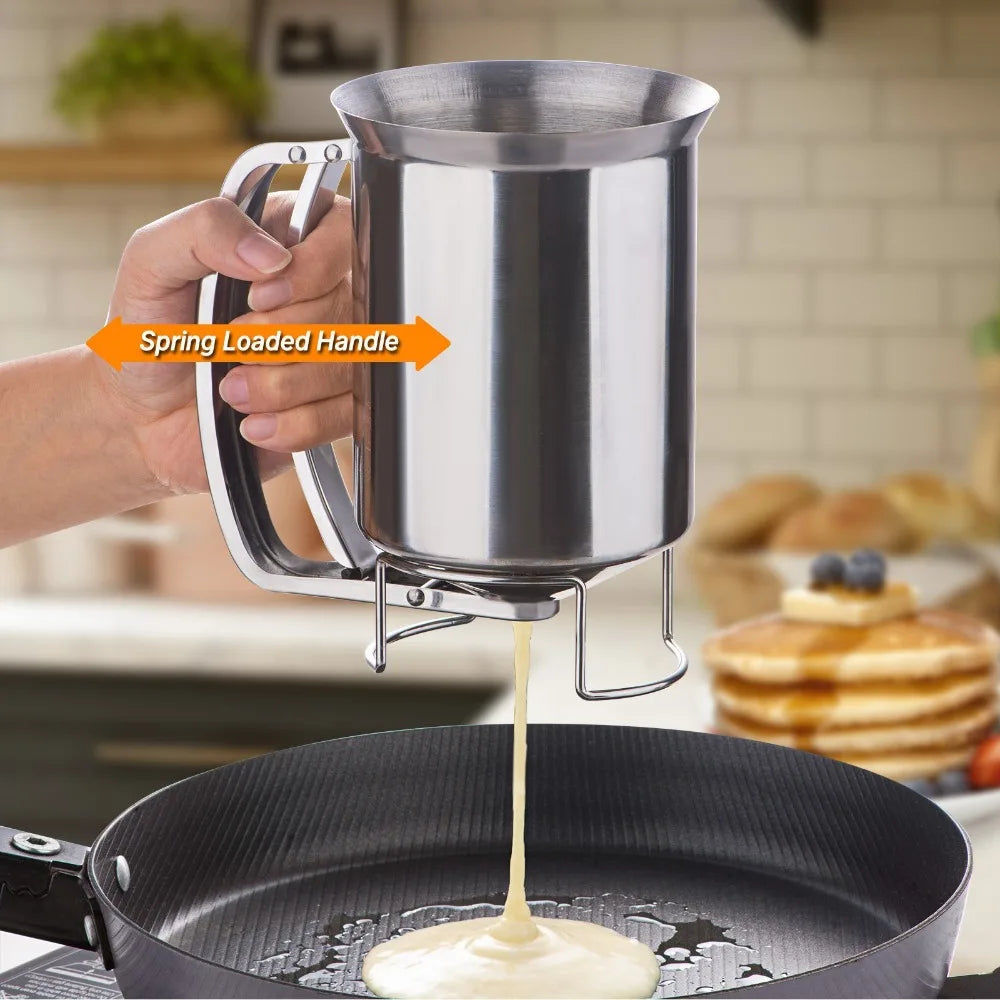 Dispensador de Massa em Aço Inoxidável Funil Multiusos para Cupcakes Panquecas Waffles - Utensílios Reutilizáveis para Cozer Ferramentas de Pastelaria