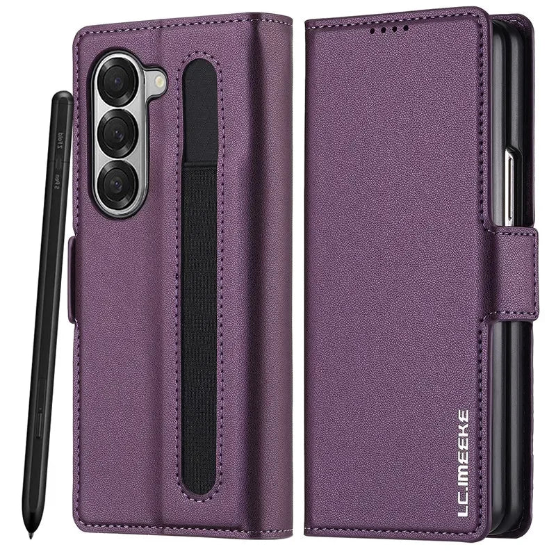 Magnetic Flip Leather Phone Case for Samsung Galaxy Z Fold 7 6 5 4 3 5G Fold6 Fold5 Fold4 Wallet Card Cover Etui Coque