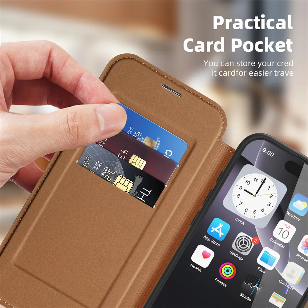 iPhone 11 - 17 Magnetic Luxury Leather Wallet Case