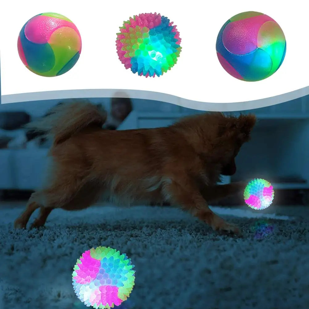 LED Glowing Elastic TPR Interactive Pet Toy Ball