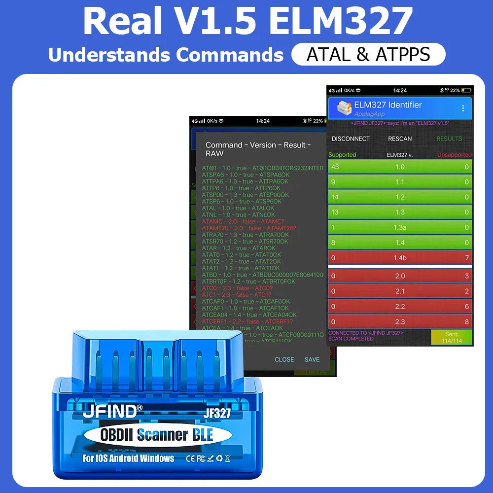 JFIND ELM327 V1.5 OBD2 Bluetooth 5.1 PIC18F25K80 Auto Scanner For Android IOS Code Reader OBD2 Car Diagnostic Tool elm 327 V1 5