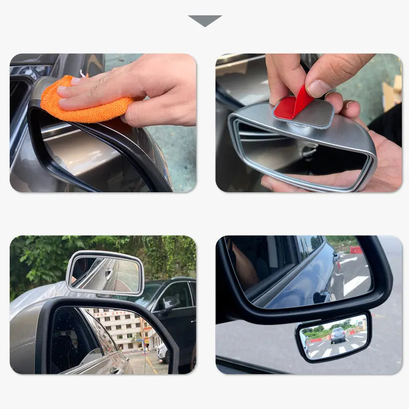 SEAMETAL 360-Degree Rotation Safety Convex Mirror Wide Angle Self-Adhesive Car Blind Spot Mirror Auto Auxiliary Rear View Mirror
