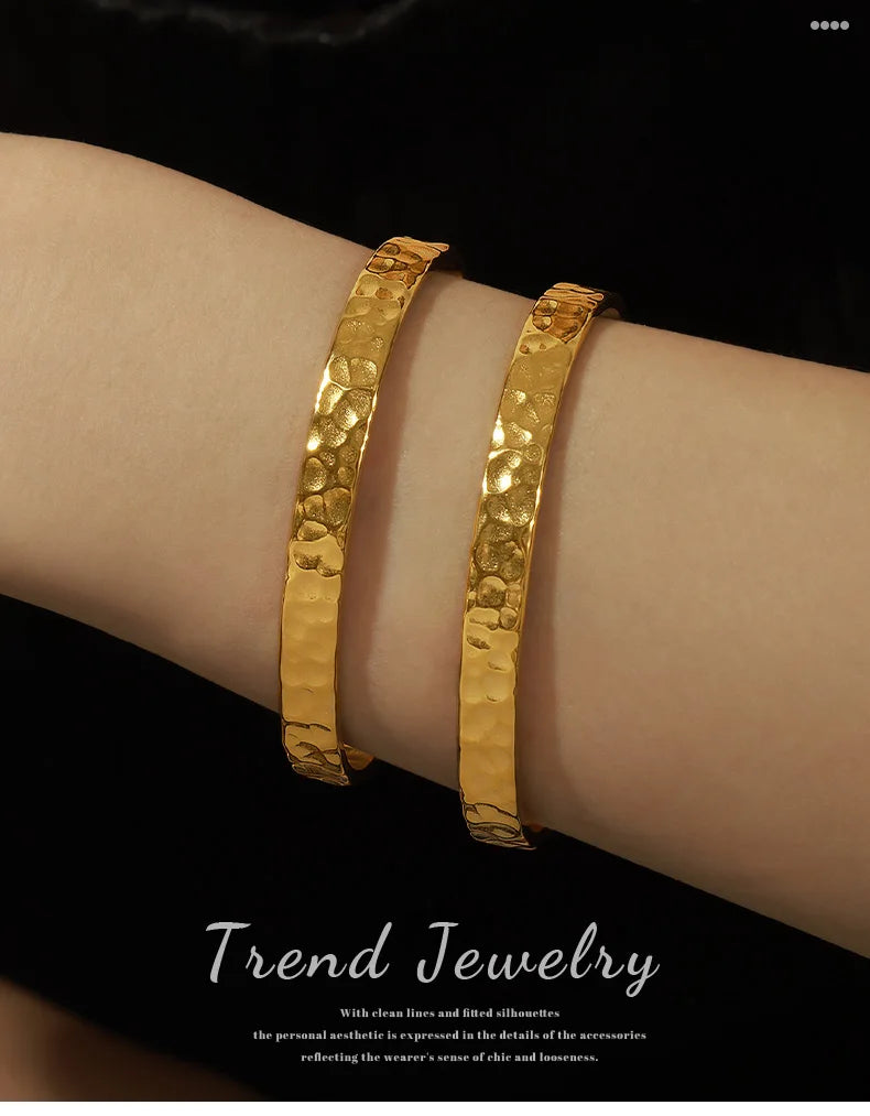 Pulseira de Aço Inoxidável com Textura Natural para Mulher Banhado a Ouro 18k de Alta Qualidade Sem Desvanecimento Pulseiras e Braceletes para Mulher