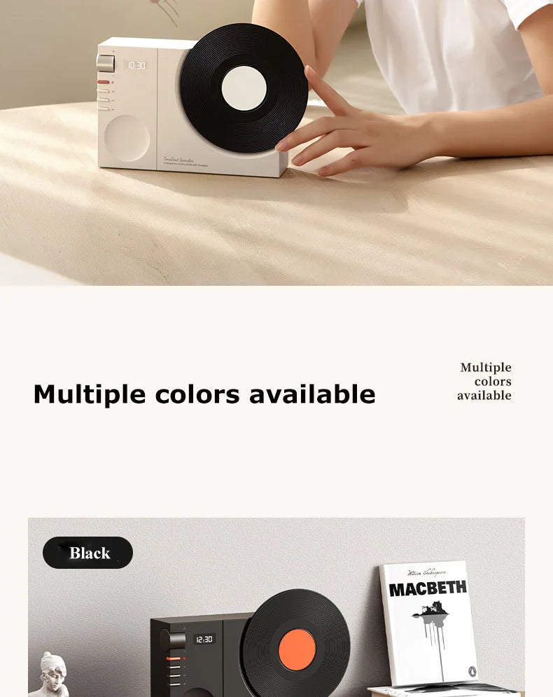 Mini Retro Bluetooth 5.3 Speaker with AUX Playback Wireless Hifi Retro Film Sound Music Box with Clock Display Support TF Card