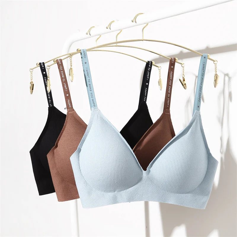 3-Pack Seamless Wire-Free Plunge Push Up Bras
