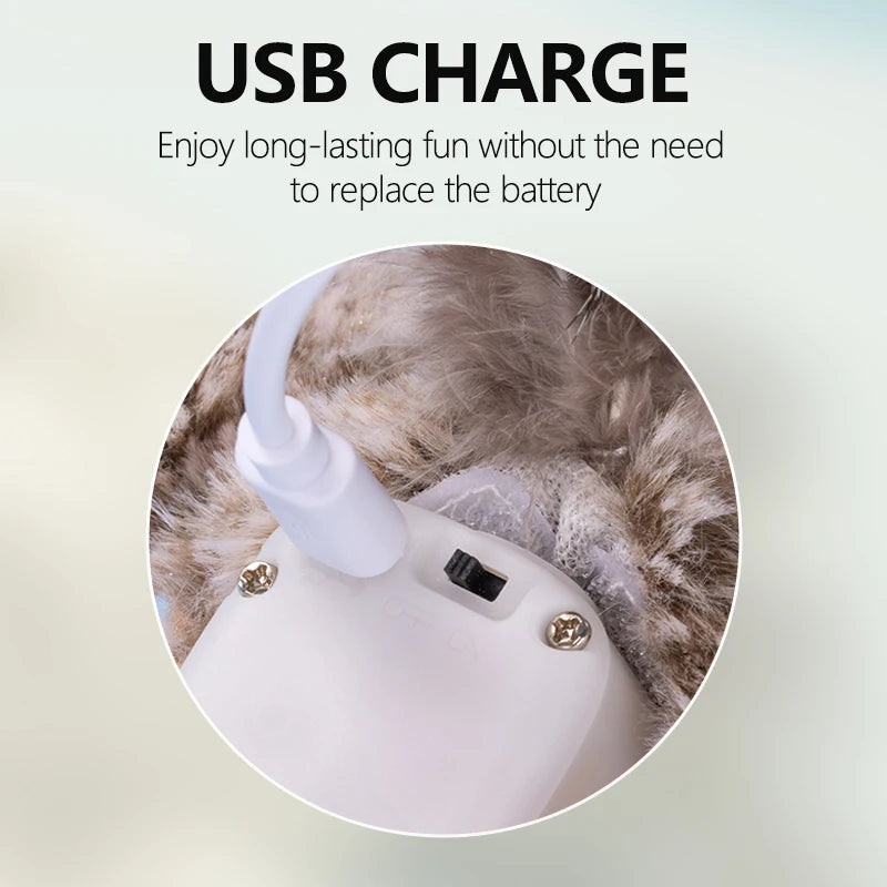 Interactive Flapping Bird Cat Toy with Catnip & USB Charging