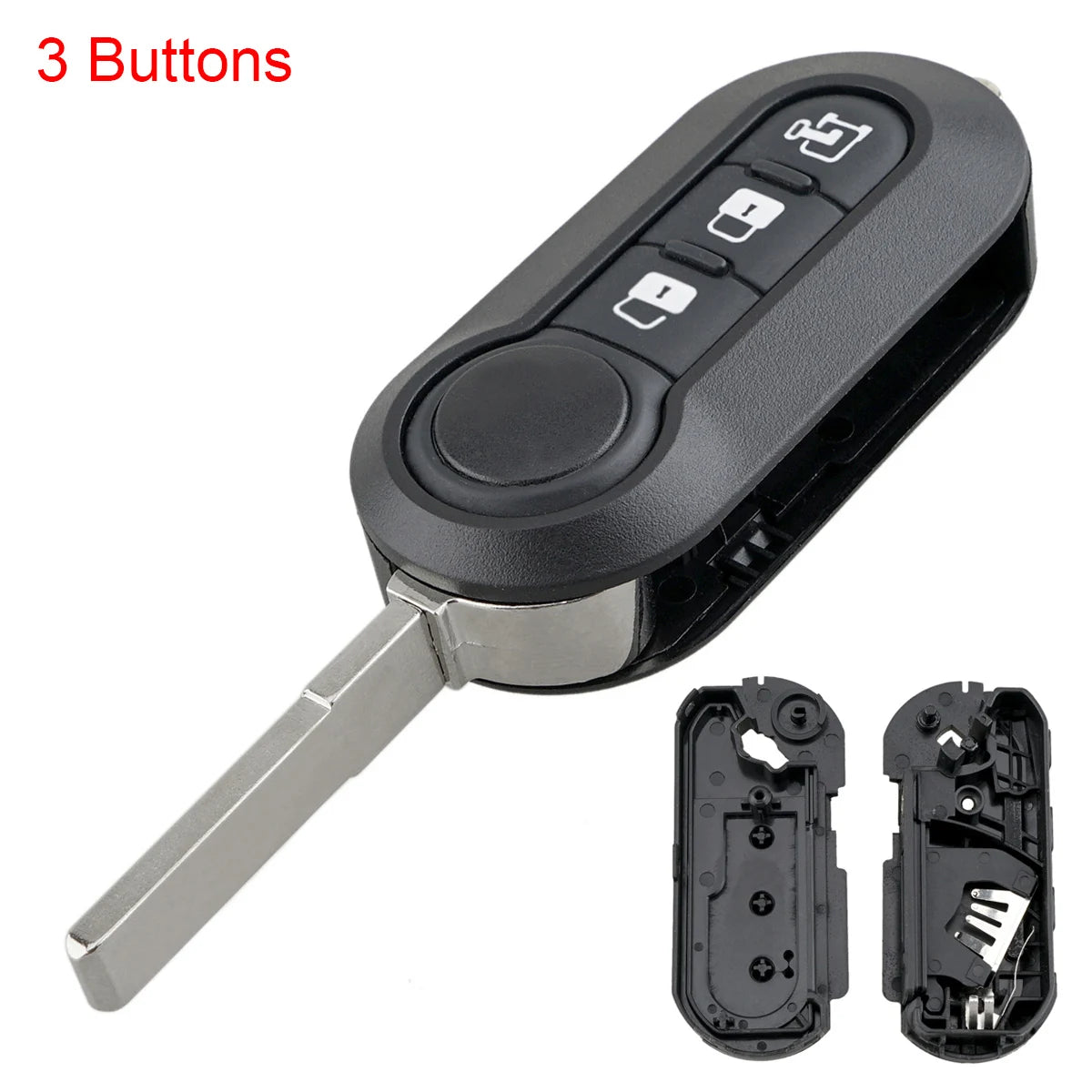 3 Buttons Car Key Remote Control Folding Housing Replacement Key Shell Case Fit for Fiat 500 Panda Punto Bravo
