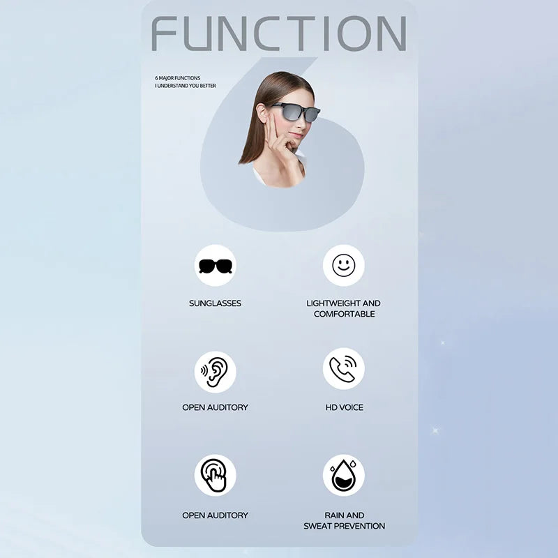 Smart Bluetooth Glasses Headset Wireless Headphones in Car Sports Riding HD Audio Sun Lens Headphones Music Earphones for Xiaomi
