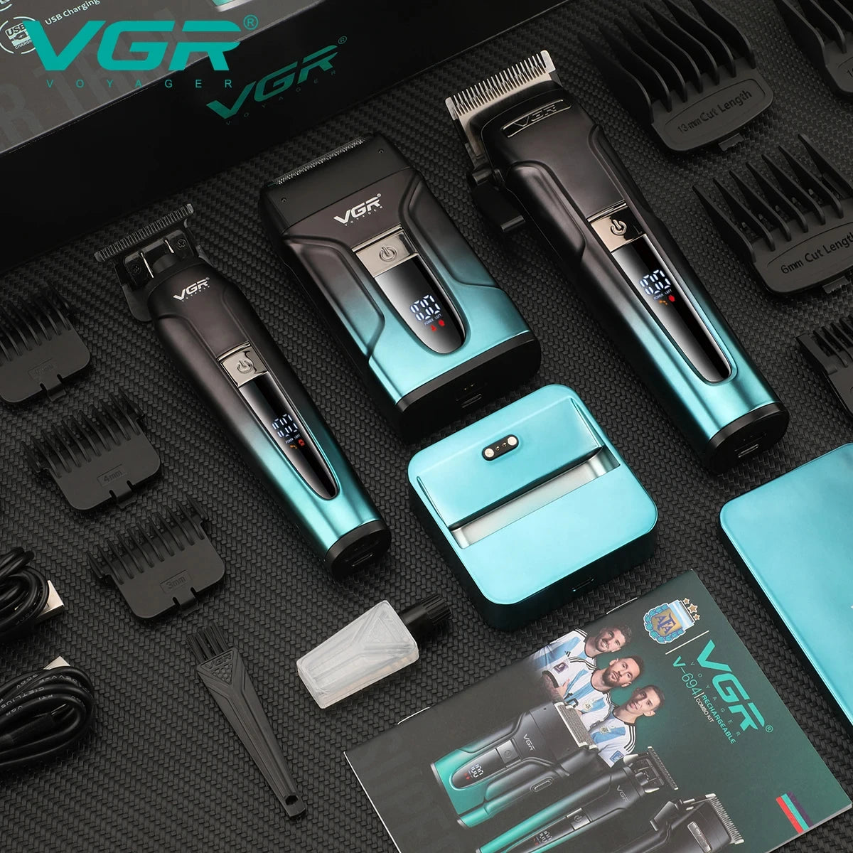 VGR 694 Professional 3-in-1 Clipper Set with Magnetic Dock