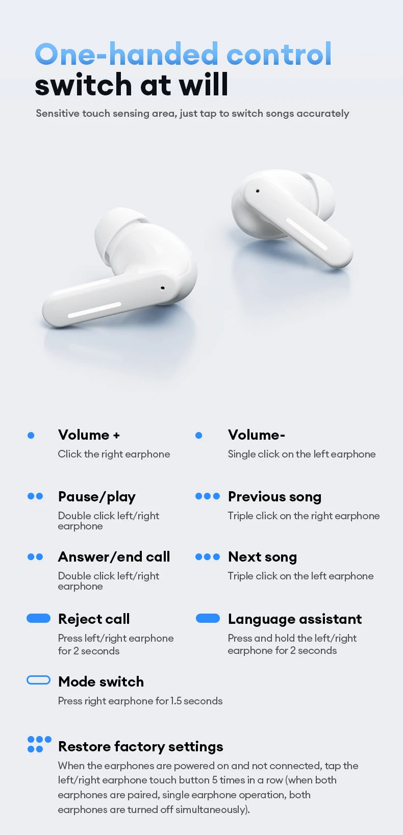 Lenovo LE209 Wireless Bluetooth Earphone ANC Noise Reduction HiFi Music Bluetooth Headphone 30H Battery Life Gaming Headset