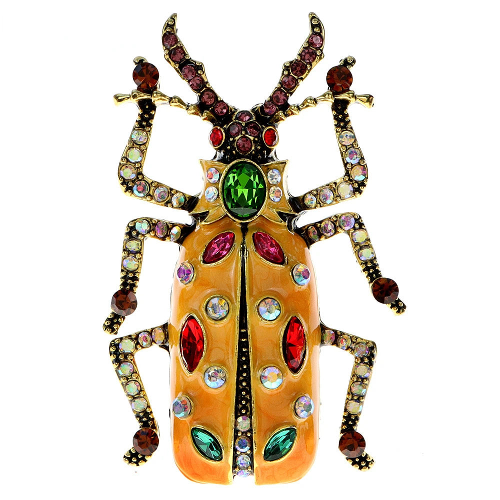 Exquisite Full Crystal Beetle Brooch Elegant Lady Insect Pin