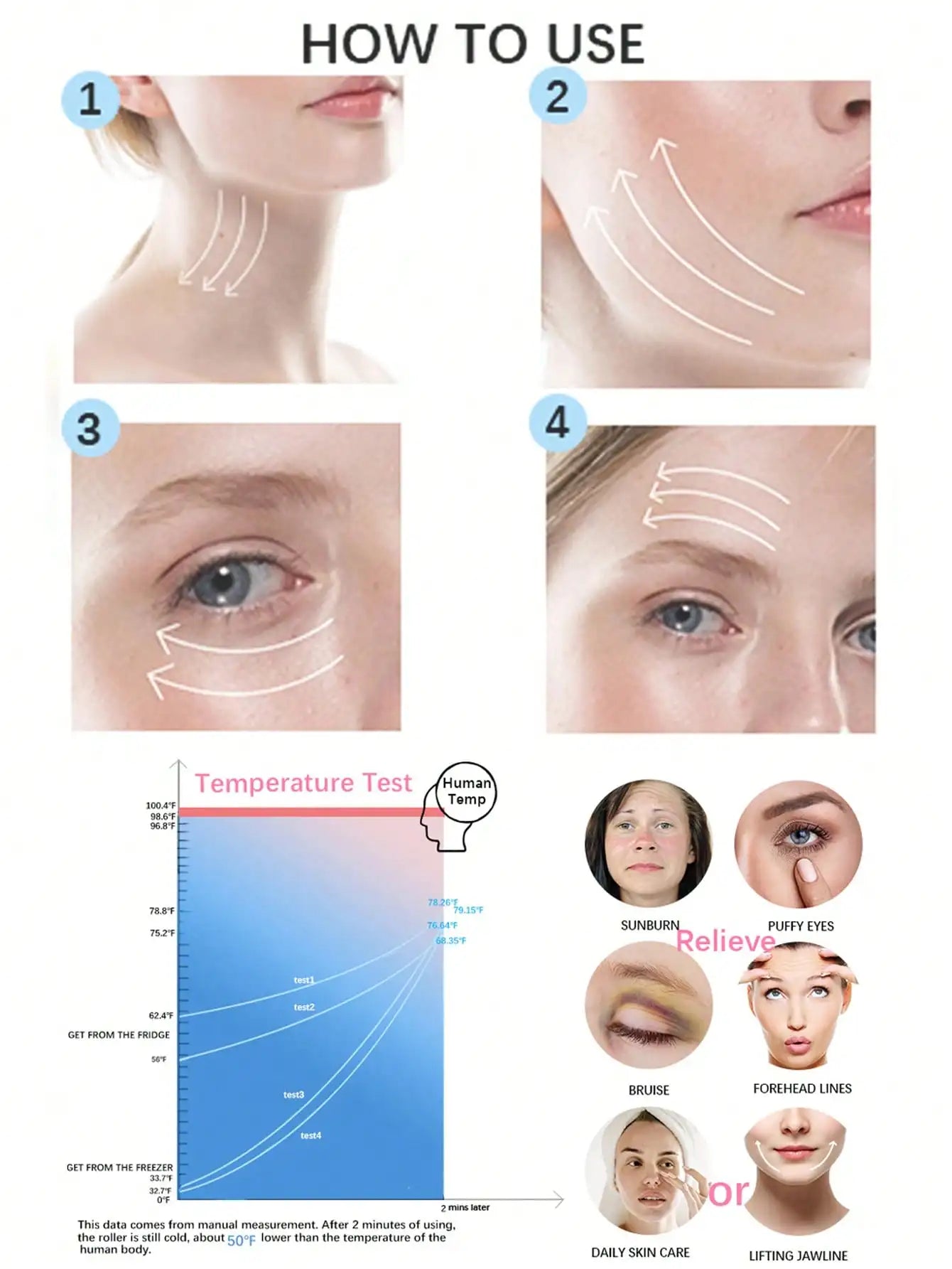 1 Pcs Skin Care Face Roller Cool Ice Roller Massager Household Skin Tighten Device Firming Skin Relieving Fatigue Massager