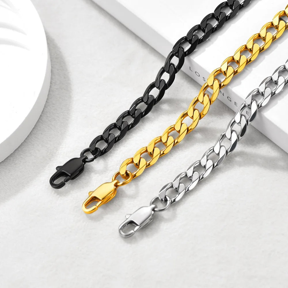 Stainless Steel Multi-Style Anchor and Curb Chain Anklet
