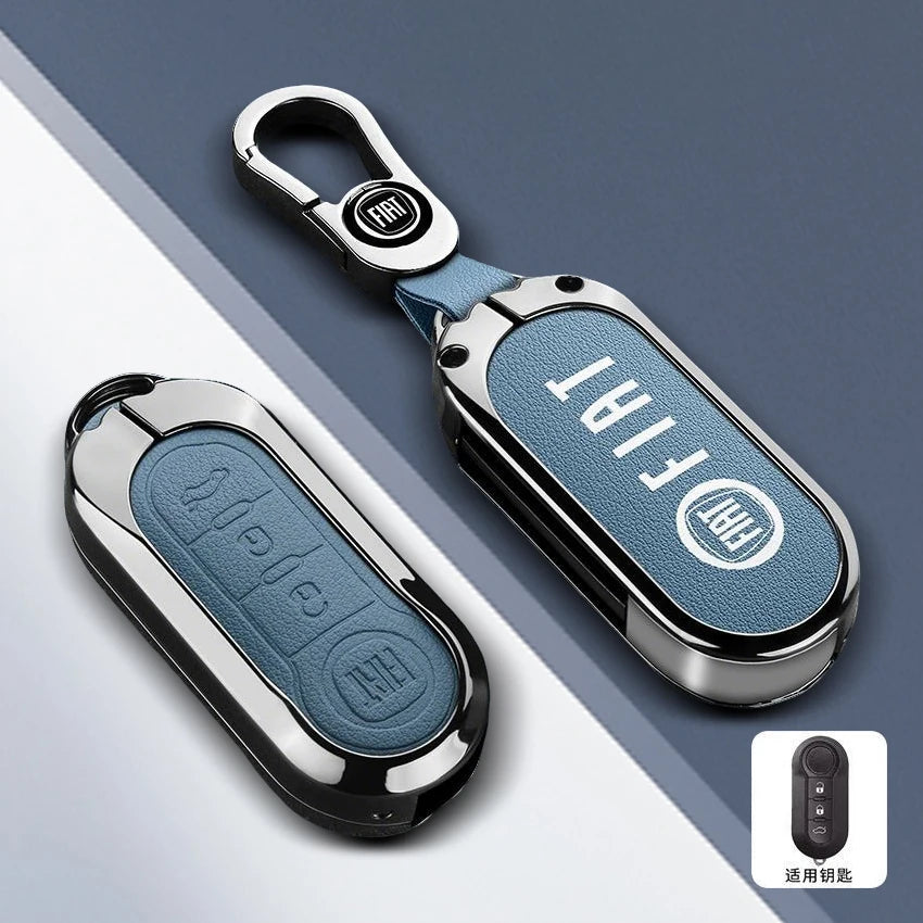 Leather Car Remote Key Case Cover Shell Protector for Fiat Ducato 500 500L Panda Grande Punto Lancia Musa Keychain Accessories