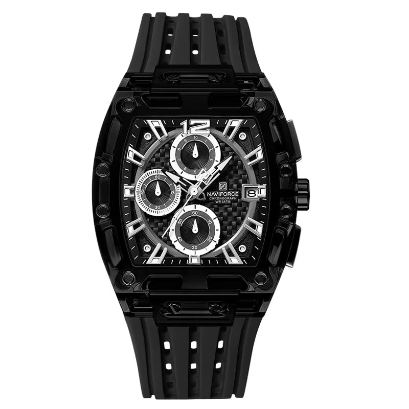 Naviforce NF7105 Tonneau Quartz Chronograph 5ATM Silicone Watch