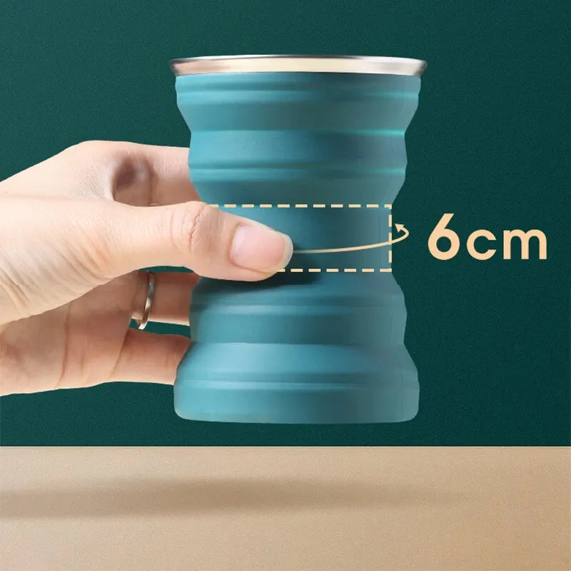 Portable Silicone Foldable Cup With Lanyard Heat Resistant Collapsible Cups Lid Folding Storage Travel Mug For Hot Water