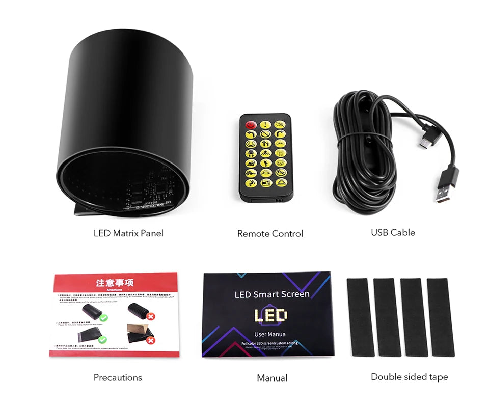 LED RGB Matrix Panel Rolling Advertisement LED Sign USB 5V with Remote Programmable logo light for Car Shops Offices Restaurants