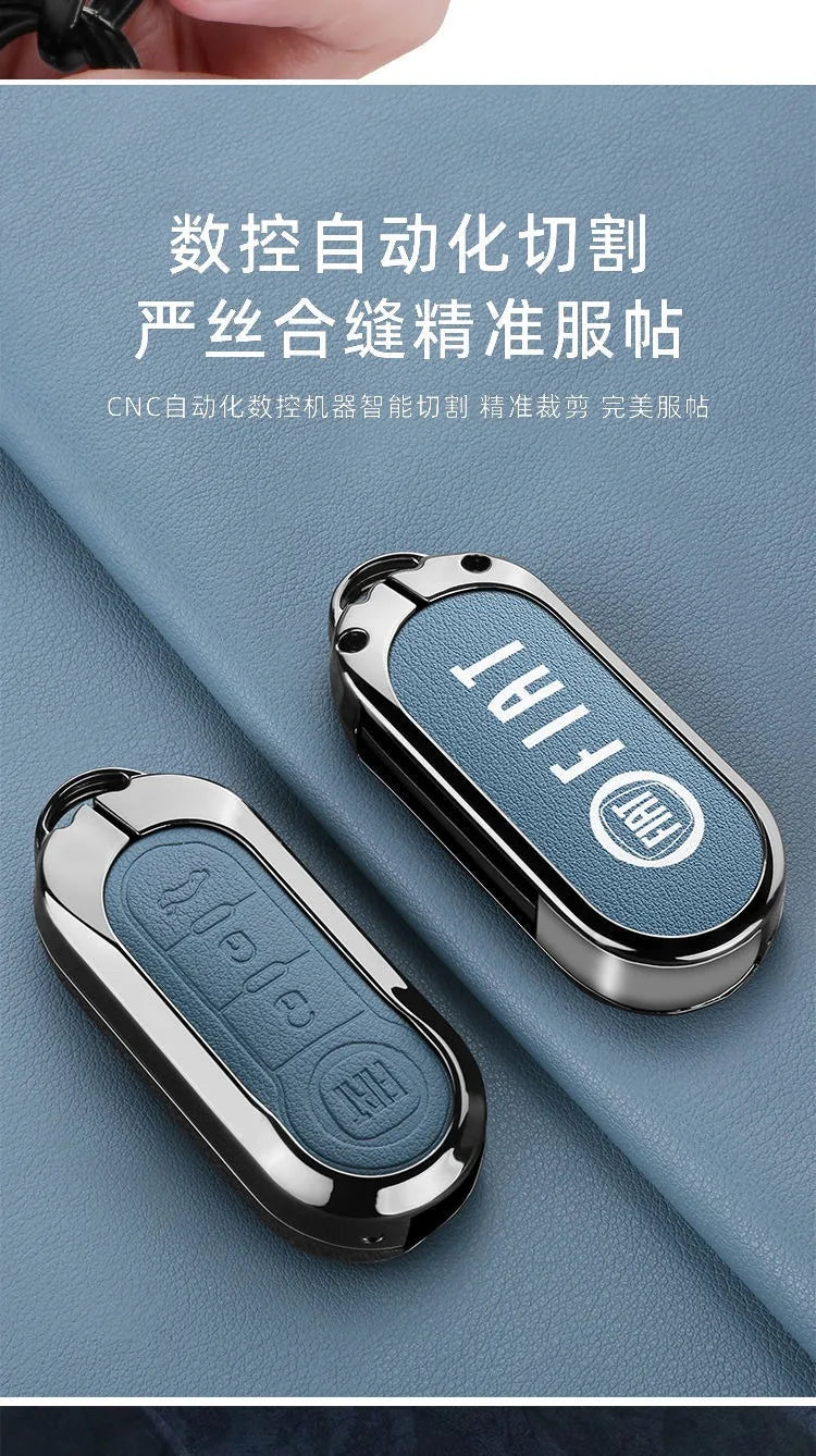 Leather Car Remote Key Case Cover Shell Protector for Fiat Ducato 500 500L Panda Grande Punto Lancia Musa Keychain Accessories