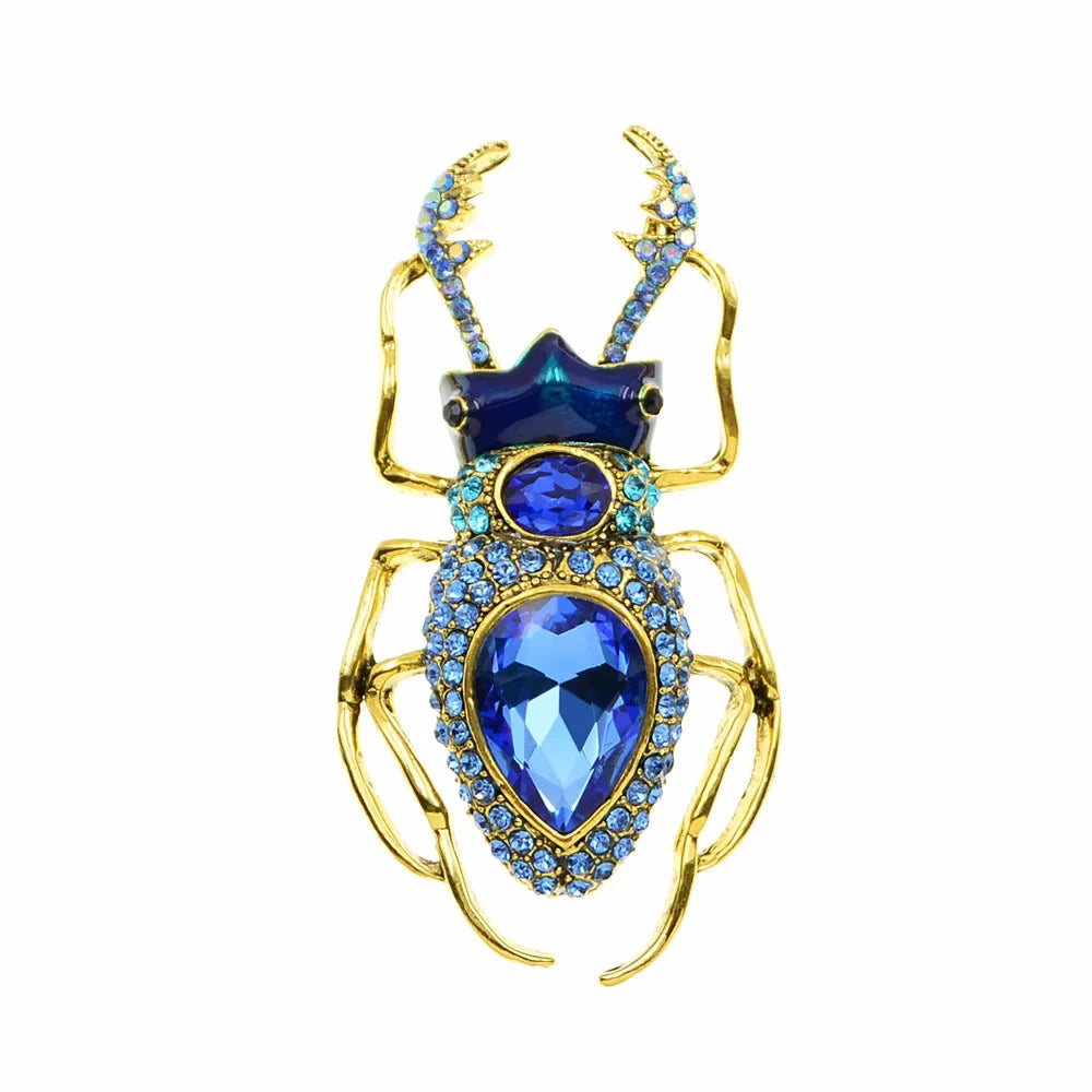 Exquisite Full Crystal Beetle Brooch Elegant Lady Insect Pin