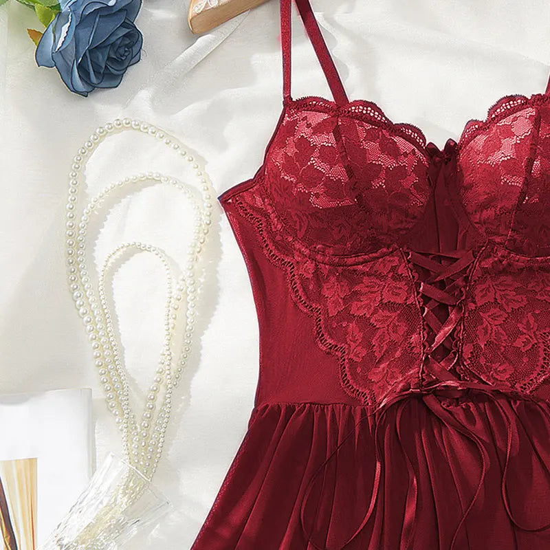 3-Piece Hot Babydoll Lingerie Set with Garter Belt