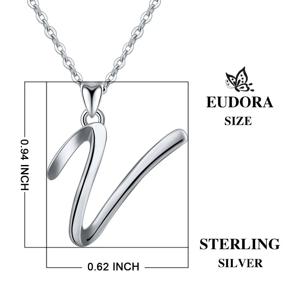 925 Sterling Silver Initial Letter Pendant Necklace
