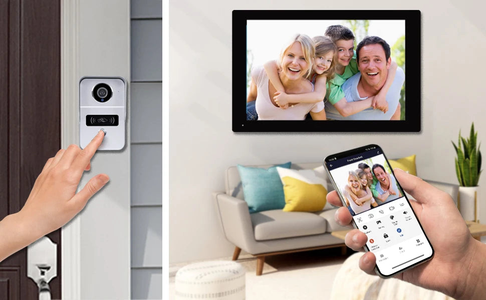 Wireless Wifi Video Doorbell System, 1080P Doorphone Door Camera, 7 Inch Touch Screen, Video Intercom 32GB card for Home 4 Wire