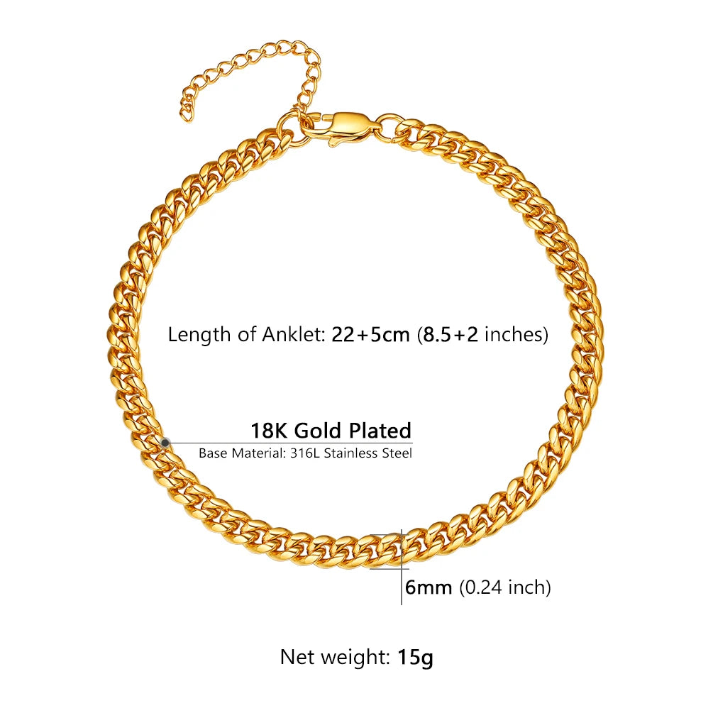 Stainless Steel Multi-Style Anchor and Curb Chain Anklet