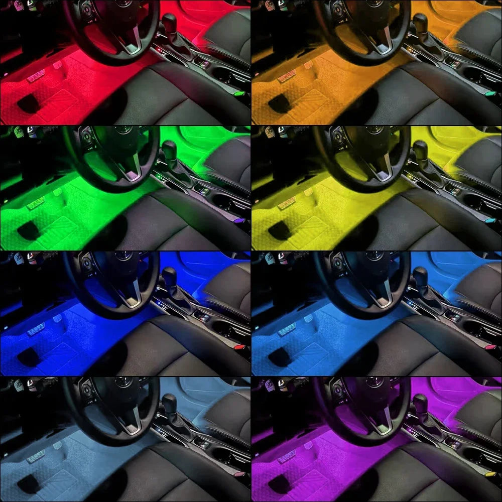 Neon 36 48 72 LED Car Interior Ambient Foot Light Wireless Remote Music APP Control Auto RGB Atmosphere Decorative Lamp