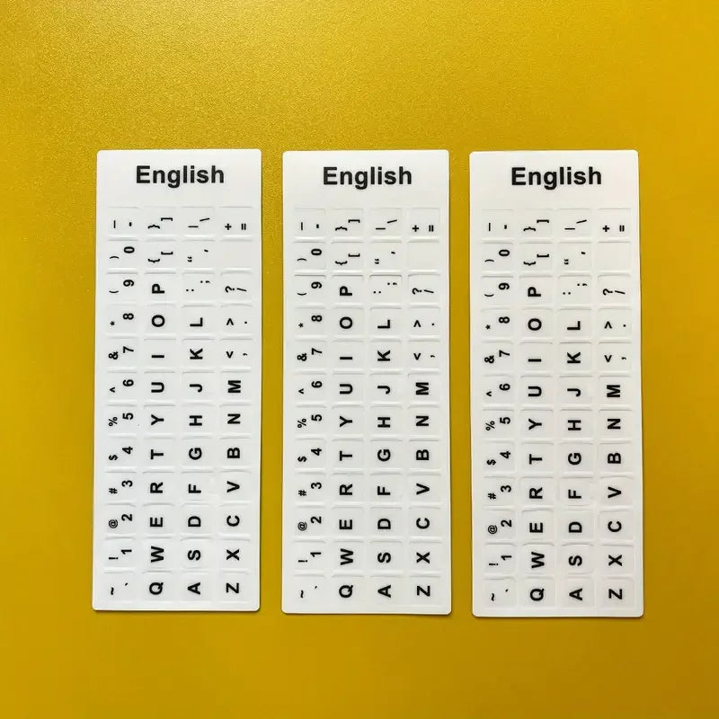 3pcs White Keyboard Sticker for Russia Korean Arabic Spanish Keyboard Replacement, Universal Stickers for Computer