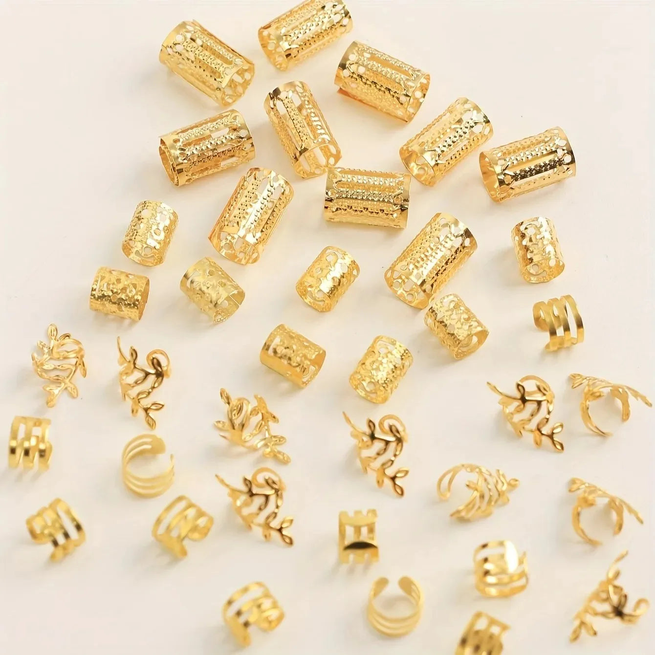 40-Piece Elegant Hollow Hair Ring Set for Braids and Locs