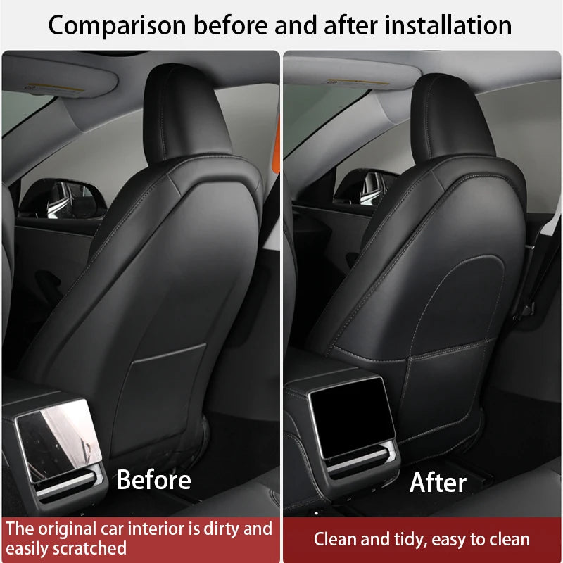 Tesla Model 3 & Y Leather Seat Back Kick Protectors