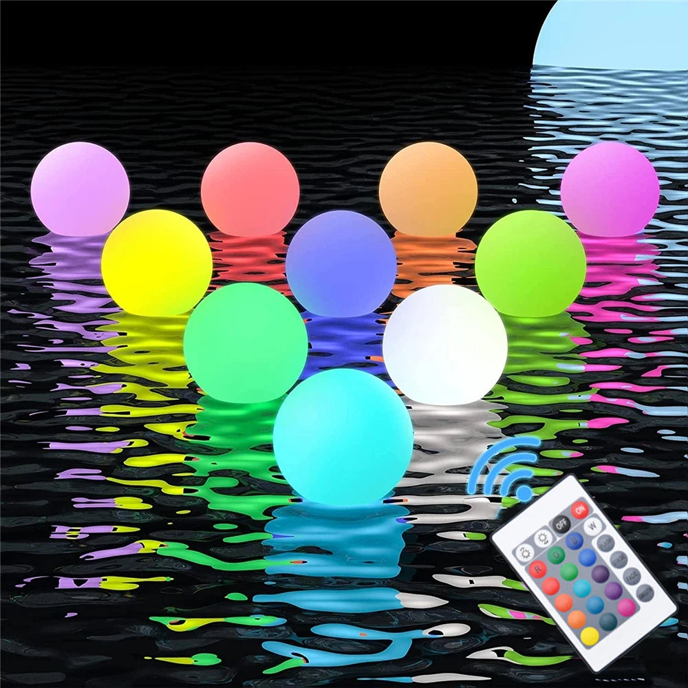 LED Floating Pool Light 16 Colors Pond Ball Lights Night Lamp Remote Swimming Pool Outdoor Lighting with Hook for Garden Decor