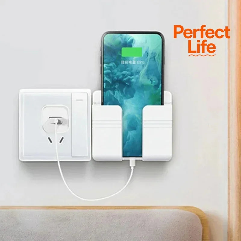 Multifunction Mobile Phone Holder Wall Mounted Organizer Storage Box Wall Remote Control Charging Dock Stand Organizer Bracket