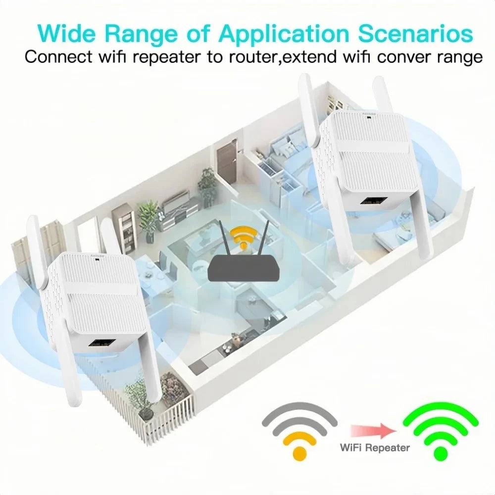 AX1500 WiFi 6 Repeater Extender Signal Booster Dual Band 2.4G/5GHz Wi-Fi Signal Amplifier Long Range Network Easy Set