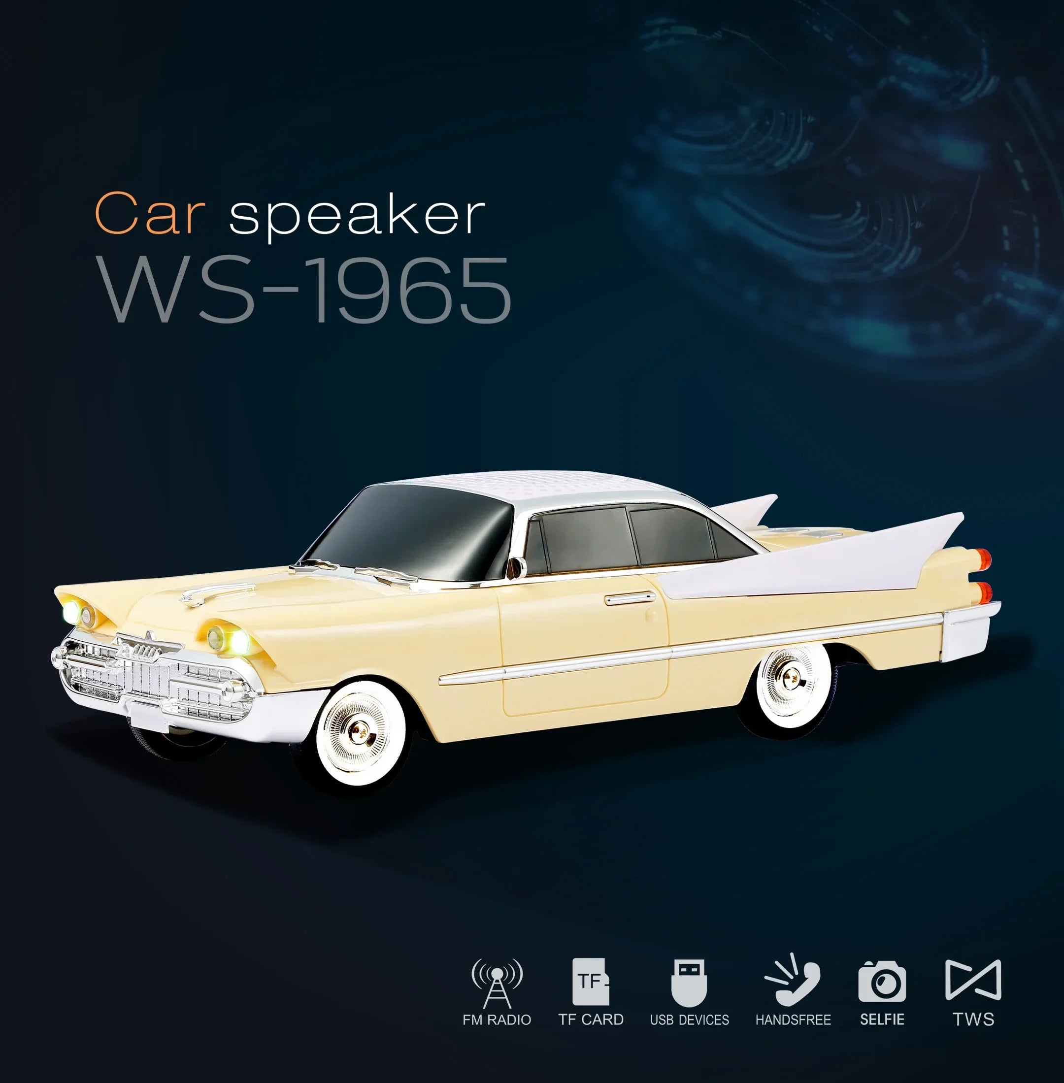 WS-1965 Classic Car Shaped Bluetooth Speaker with Subwoofer Support U Disk TF Card Fm Radio Portable Vintage HIFI Stereo Boombox