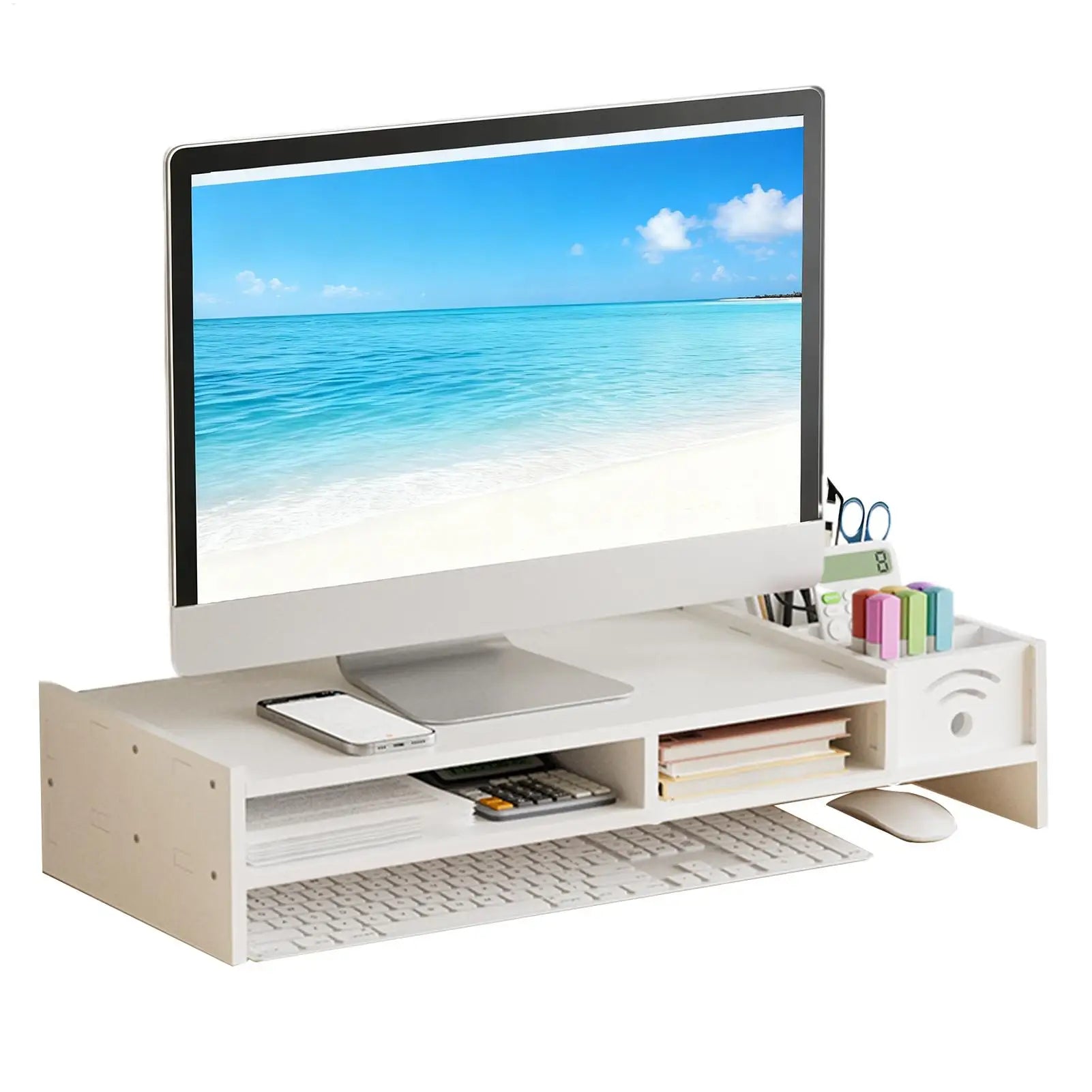 Desktop computer riser stand monitor arm double-layer desktop shelf with storage organizer ergonomic computer stand for monitors