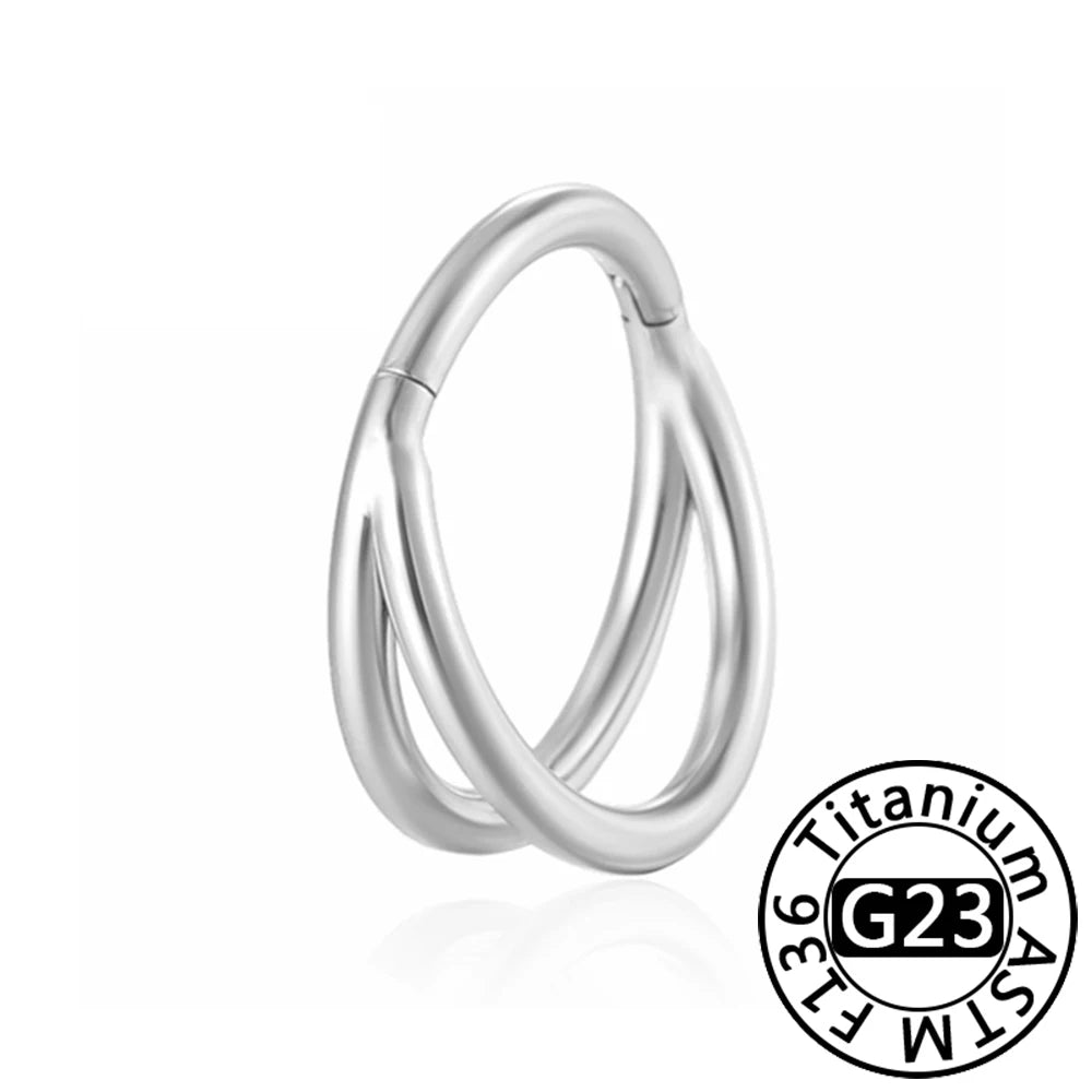 G23 Titanium 16G CZ Hinged Segment Clicker Hoop Piercing