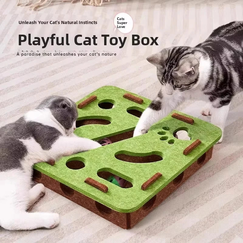 Interactive Suede Puzzle Box and Ball Exercise Cat Toy