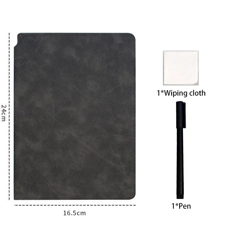 Reusable Whiteboard Notebook Weekly Planner Portable A5 Stylish Office Notebooks Leather Memo Free Whiteboard Pen Erasing Clot