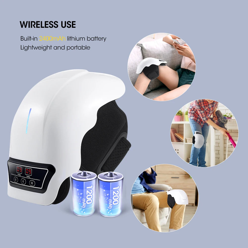 Electric Knee Massage Pad 3 Levels Wireless  3D Airbag Hot Compress Vibration Massager with Red Light Knee Massage Health Care