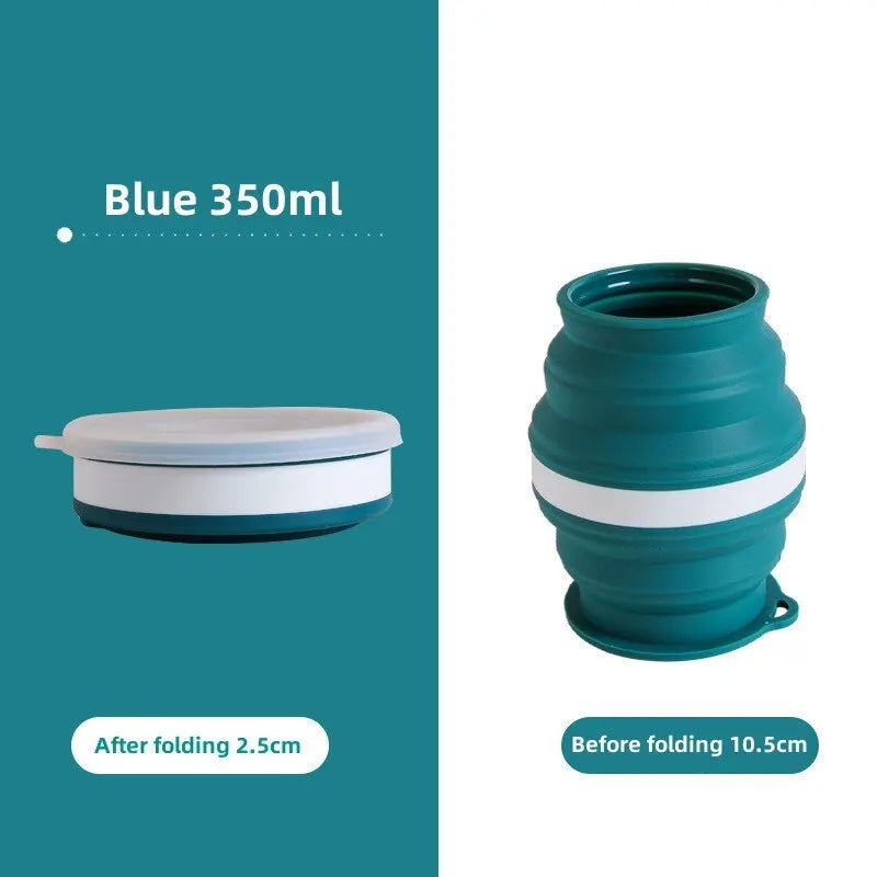 Portable Silicone Foldable Cup With Lanyard Heat Resistant Collapsible Cups Lid Folding Storage Travel Mug For Hot Water