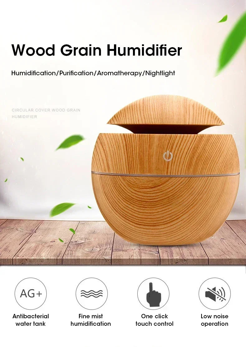 Mini Woodgrain Ultrasonic USB Essential Oil Diffuser Portable Desktop Aromatherapy Air Humidifier for Home Office Use