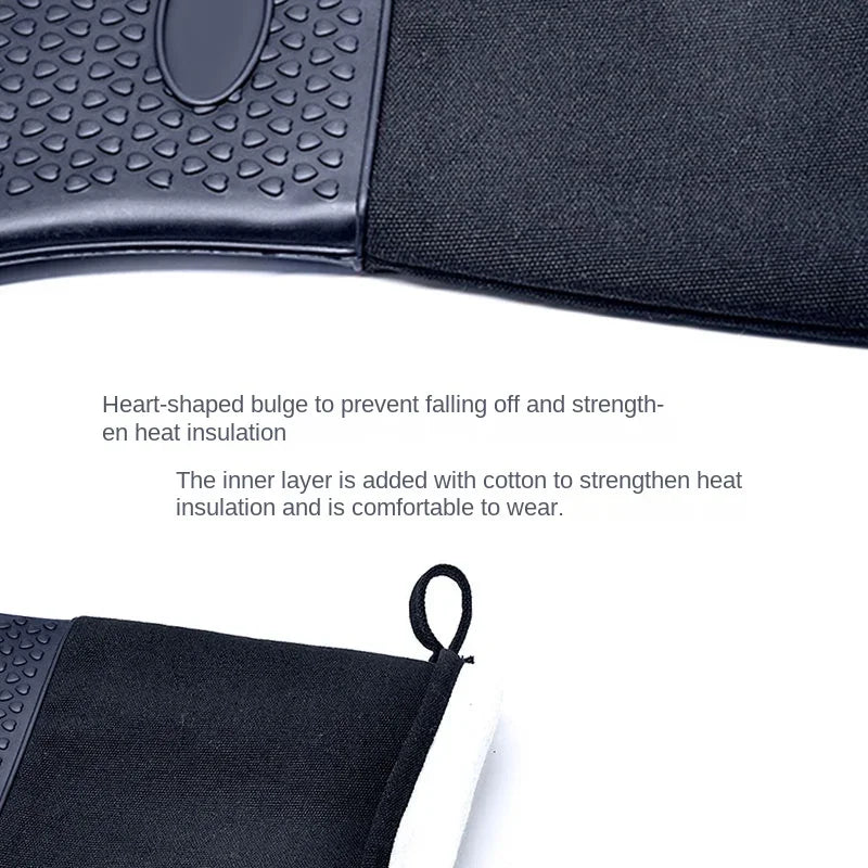 Extra Long Heat Resistant Silicone Oven Mitts with Quilted Liner