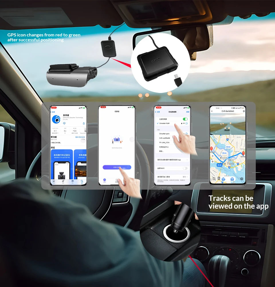 ACCEO Car Dashcam Auto 4K Front Car DVR Night Vision Support GPS and WiFi APP Loop Recording Video Car Recorder 24 Hour Parking