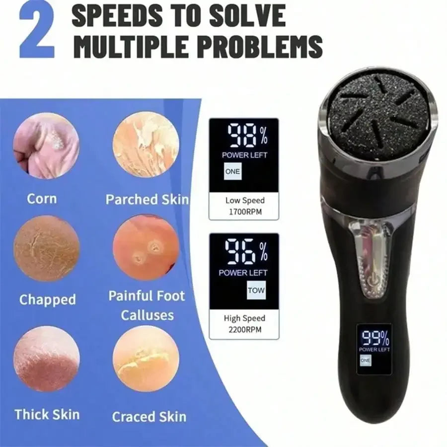 Electric Foot Pedicure Device With Dust Collector And Lcd Display, Usb Charging For Foot Callus Removing And Exfoliating