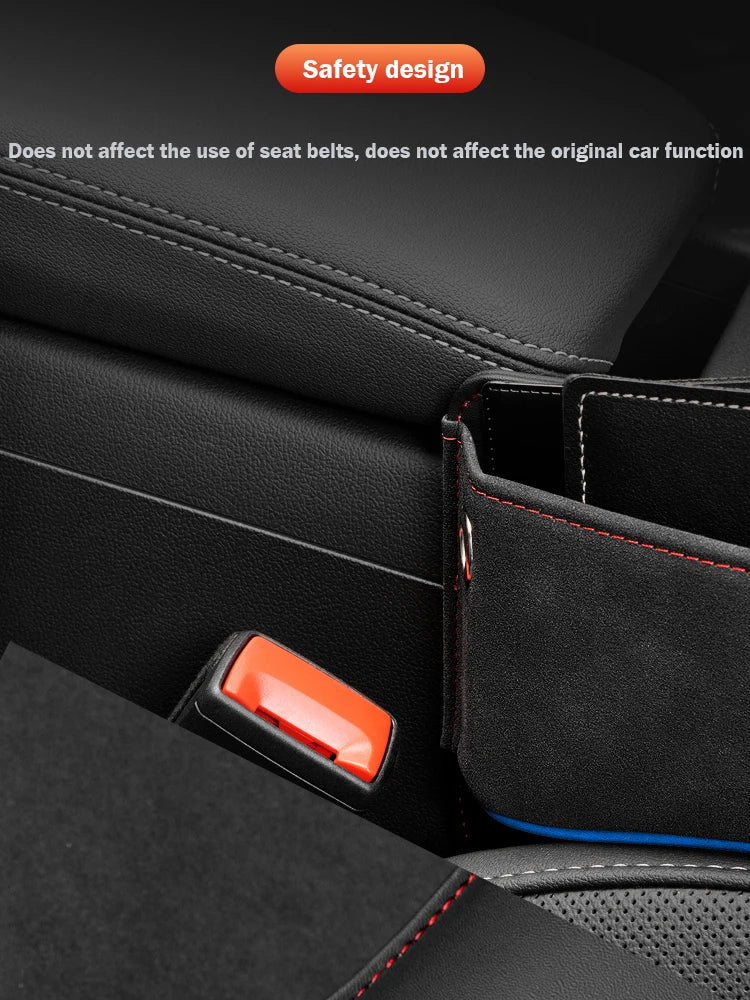 Suede Car Seat Side Storage Pocket For Car Seat Gap Filler Organizer Box Leather Car Crevice Stowing Tidy Interior Parts
